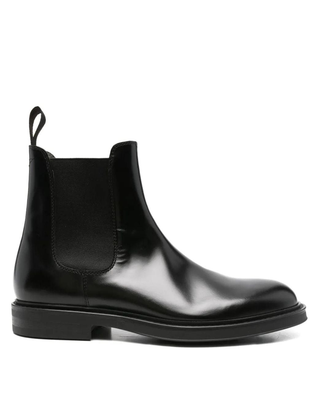 Green George Black Elastic-Panel Leather Boots for men