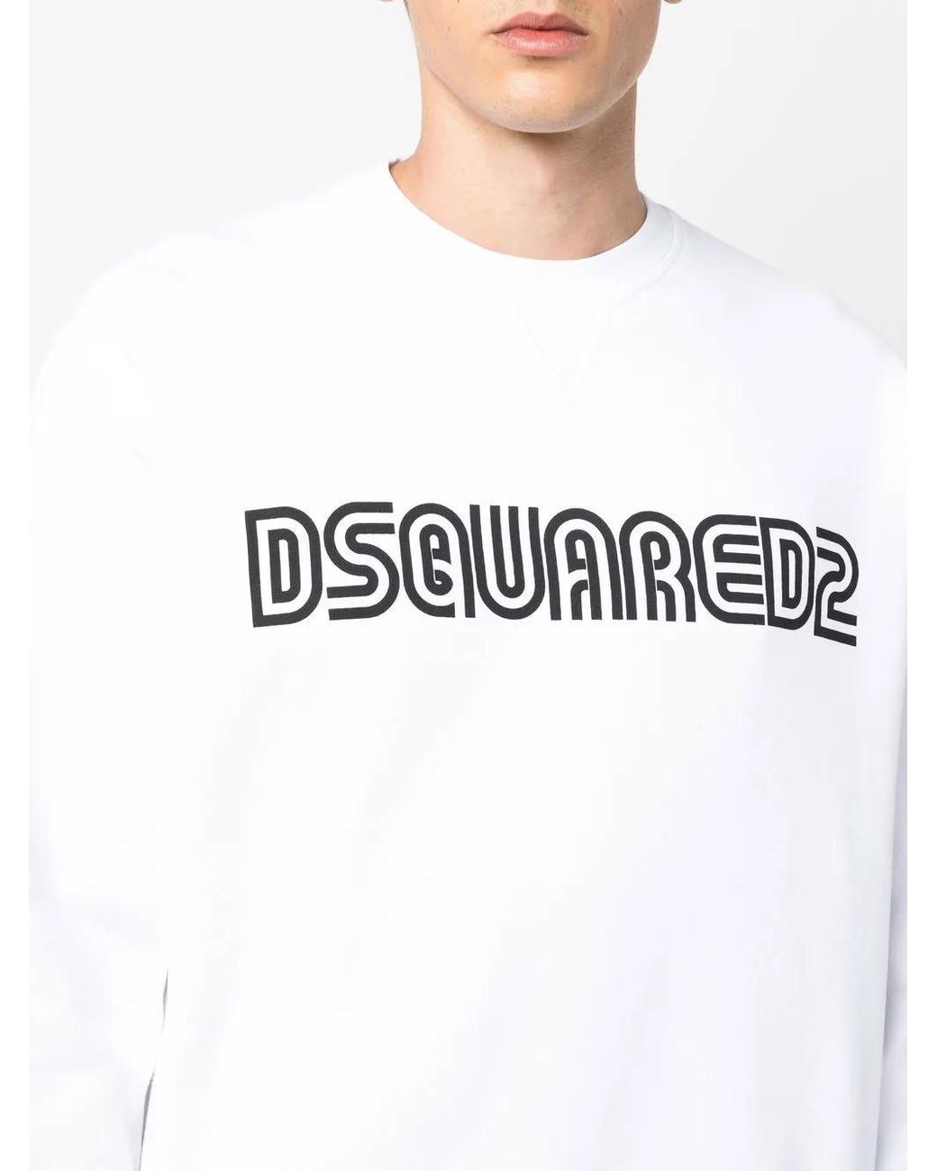 DSquared² White Logo-Print Cotton Sweatshirt for men
