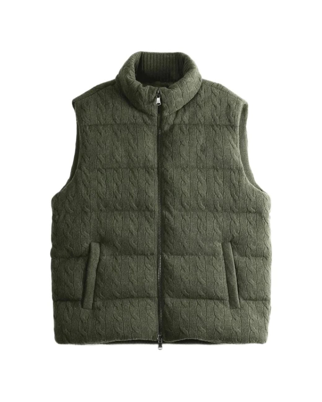 Polo Ralph Lauren Green Gilet Matelassé En Maille Torsadée for men
