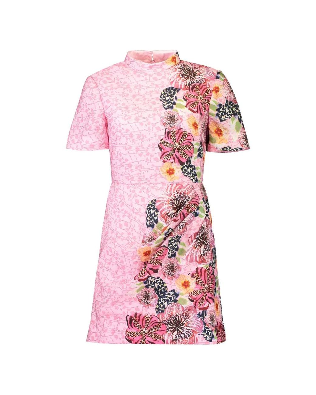 Saloni Draped Floral Mini Dress in Pink | Lyst