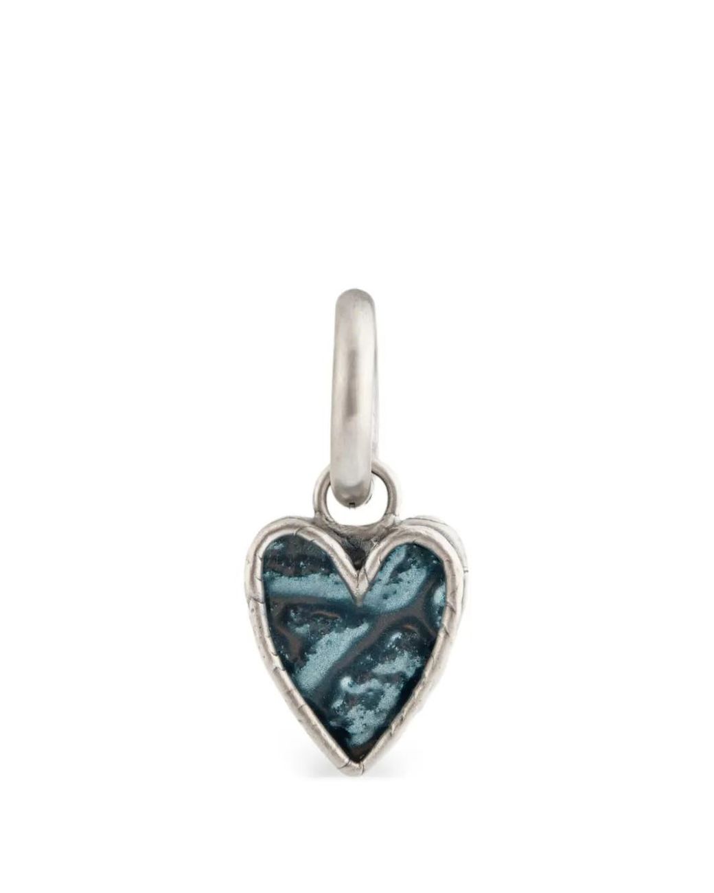 POISONED HEARTS Blue Heart-Motif Hoop Earrings