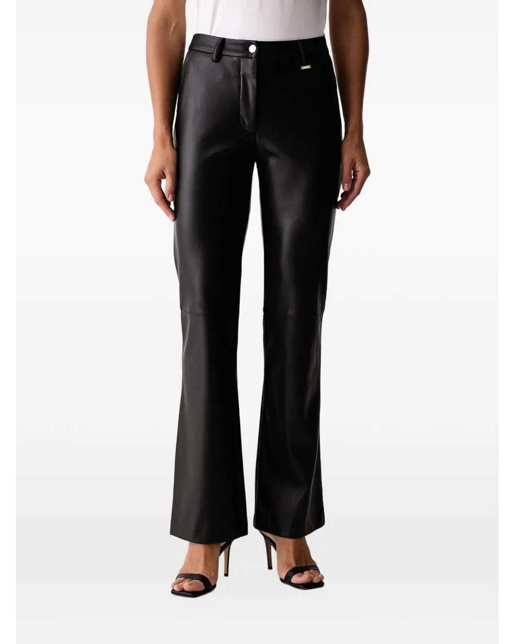 Fracomina Black Logo-Plaque Flared Trousers