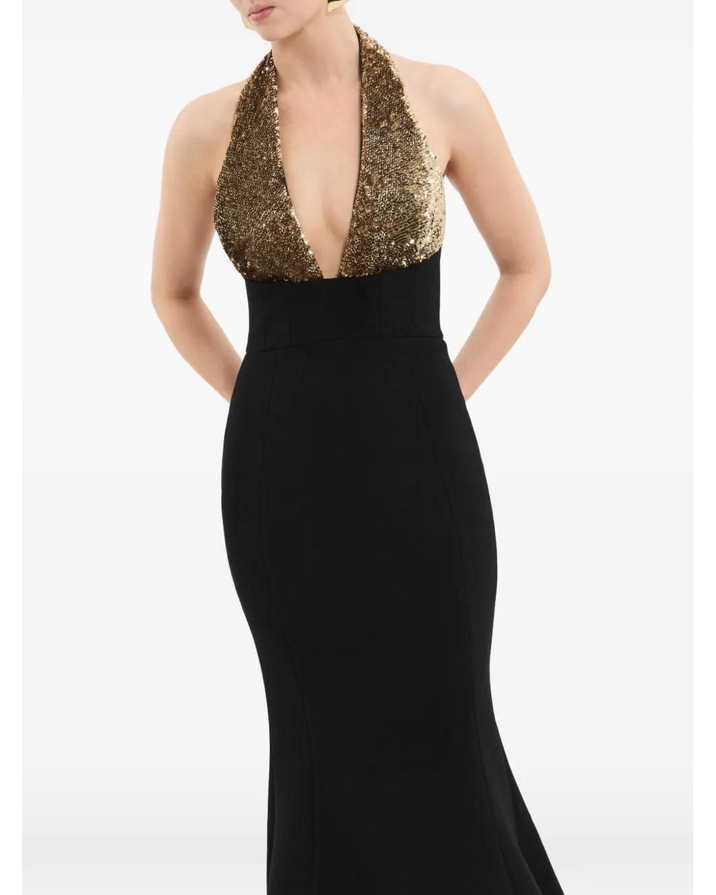 Rebecca Vallance Black Cambridge Halter Gown
