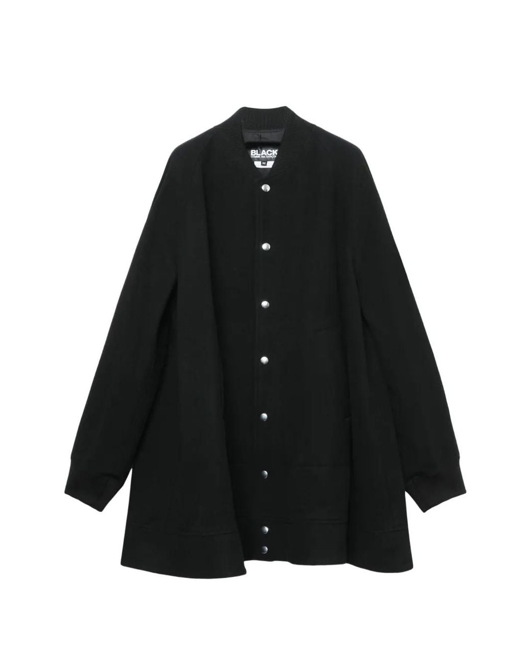 COMME DES GARÇON BLACK Black Press-Stud Raglan-Sleeve Coat