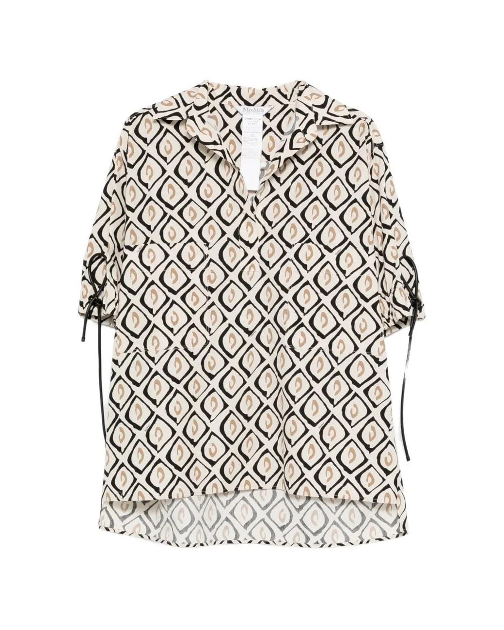 Max Mara White Printed Poplin Oversized Shirt