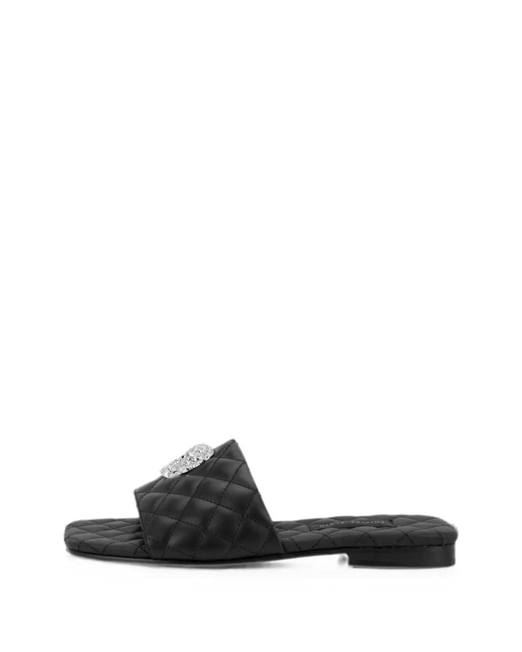 Philipp Plein Black Sandales Matelassées Nappa À Ornements En Cristal