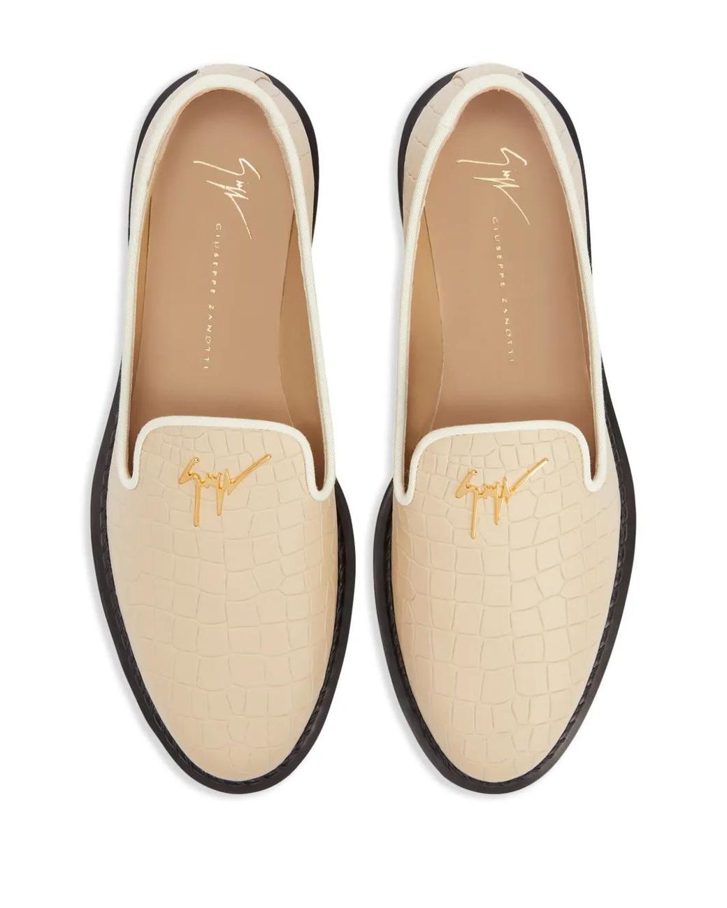 Giuseppe Zanotti Natural Tim Logo-Lettering Loafers