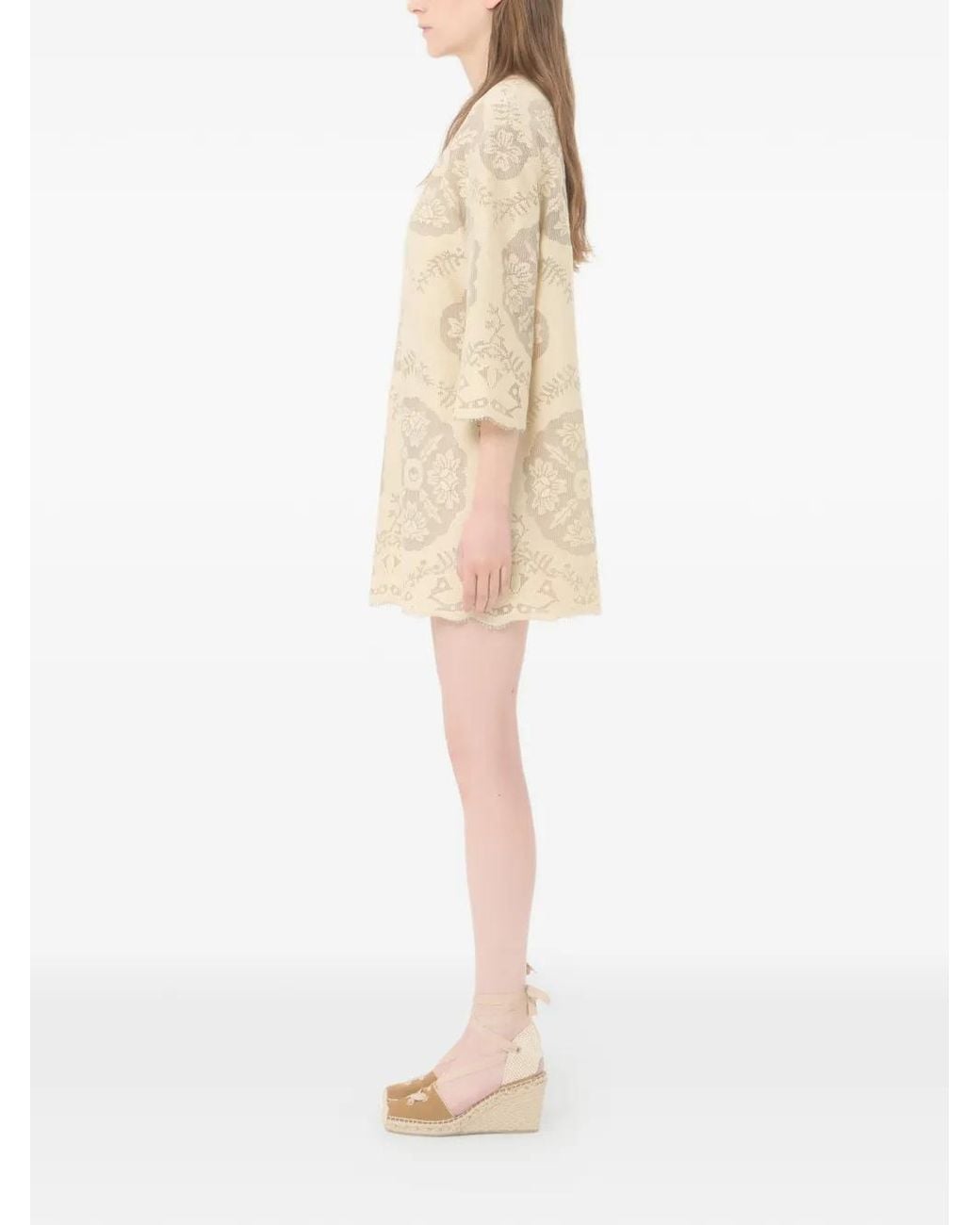 Valentino Garavani Natural Robe Courte En Couverture Florale Stamp