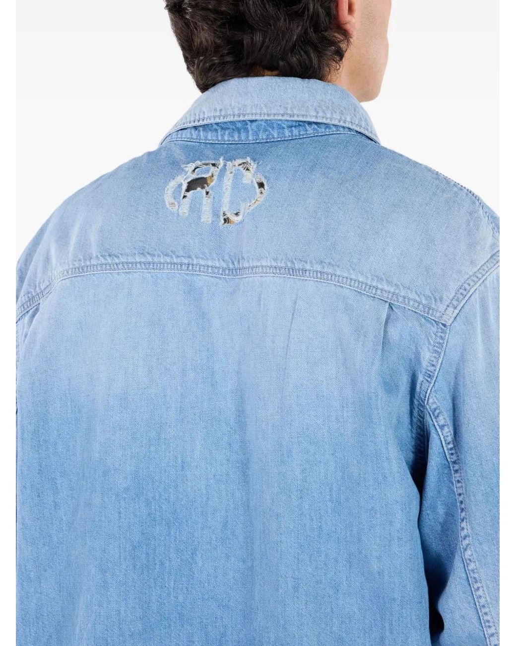 Roberto Cavalli Blue Stud-Button Denim Shirt for men