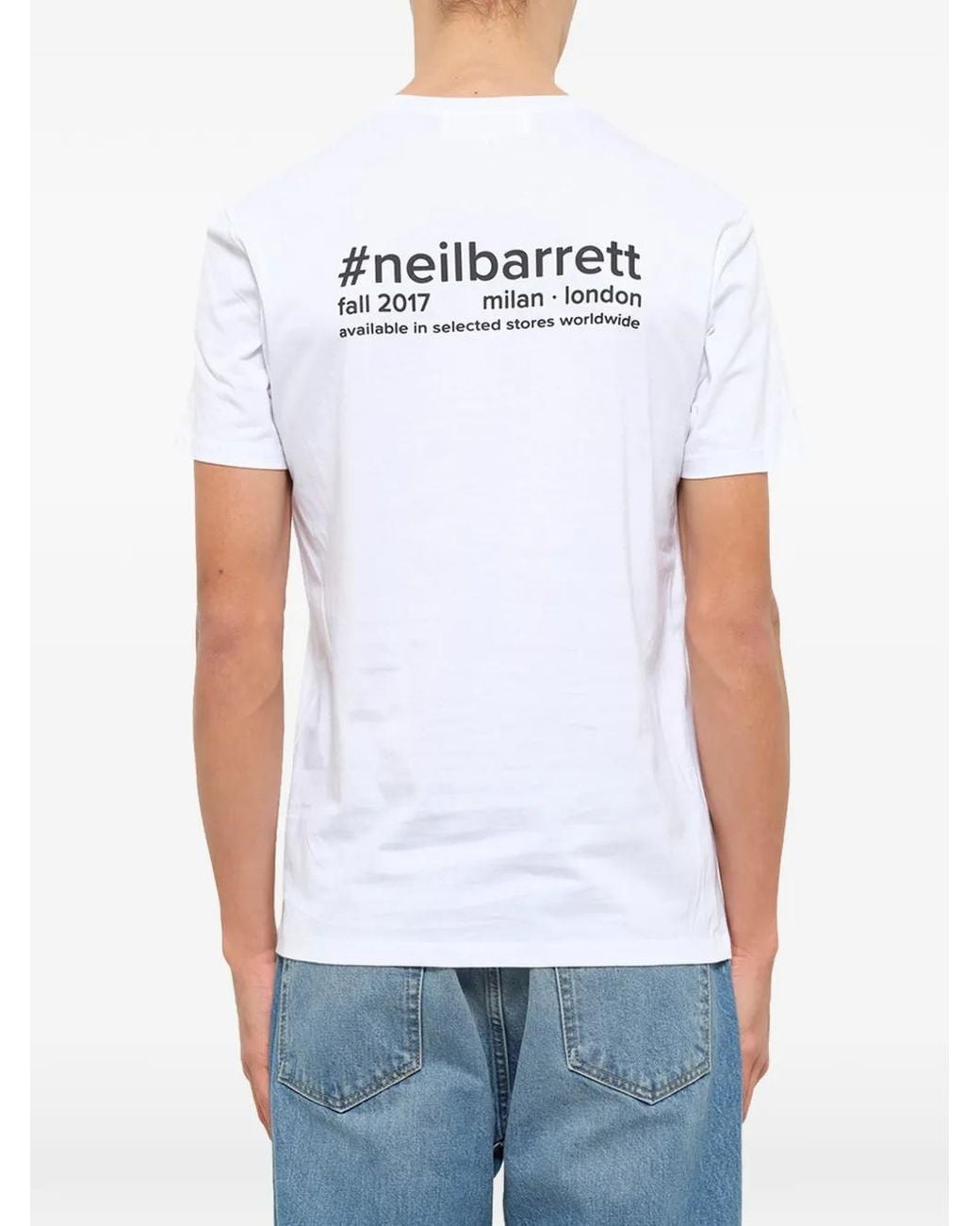 Neil Barrett White Logo-Print Crew-Neck T-Shirt for men