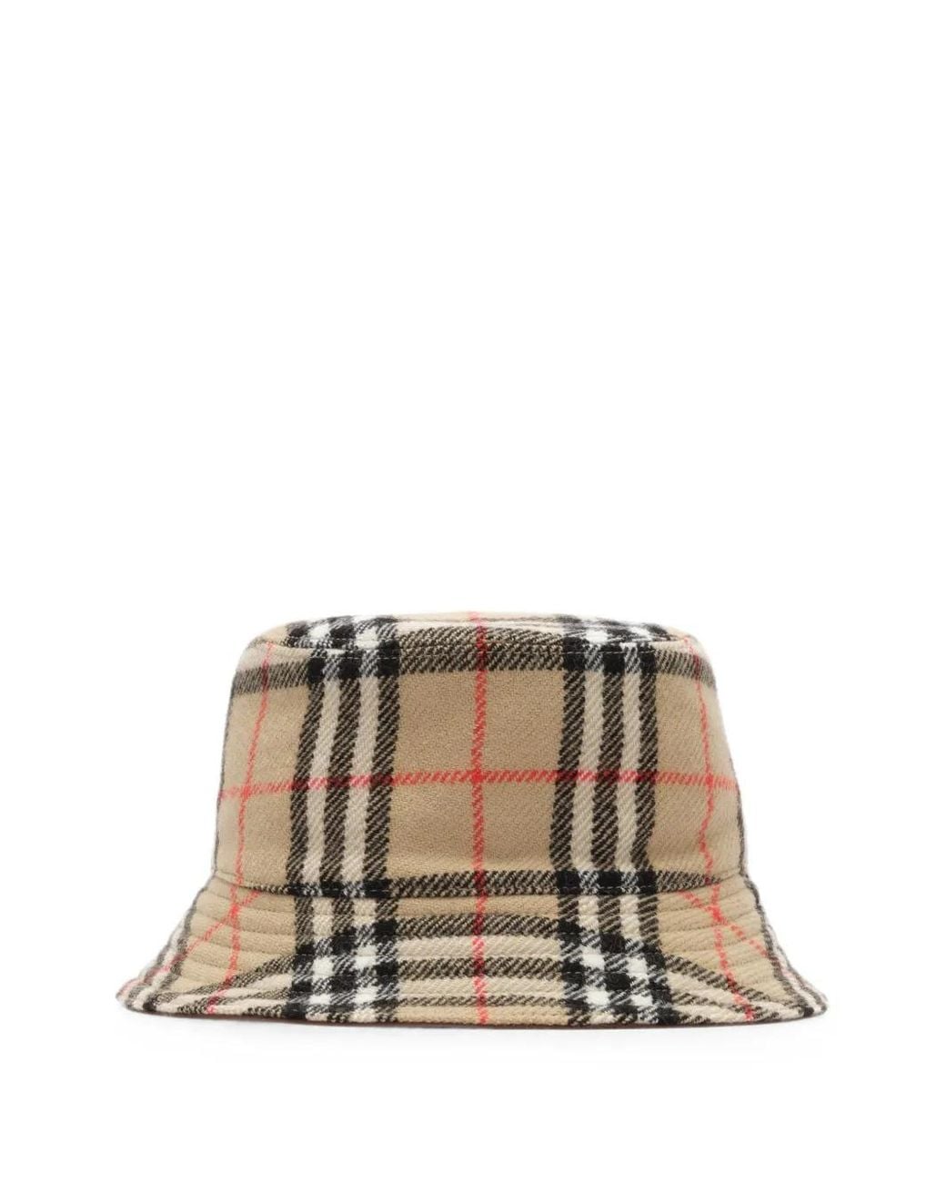 Burberry Metallic Reversible Check Wool Bucket Hat