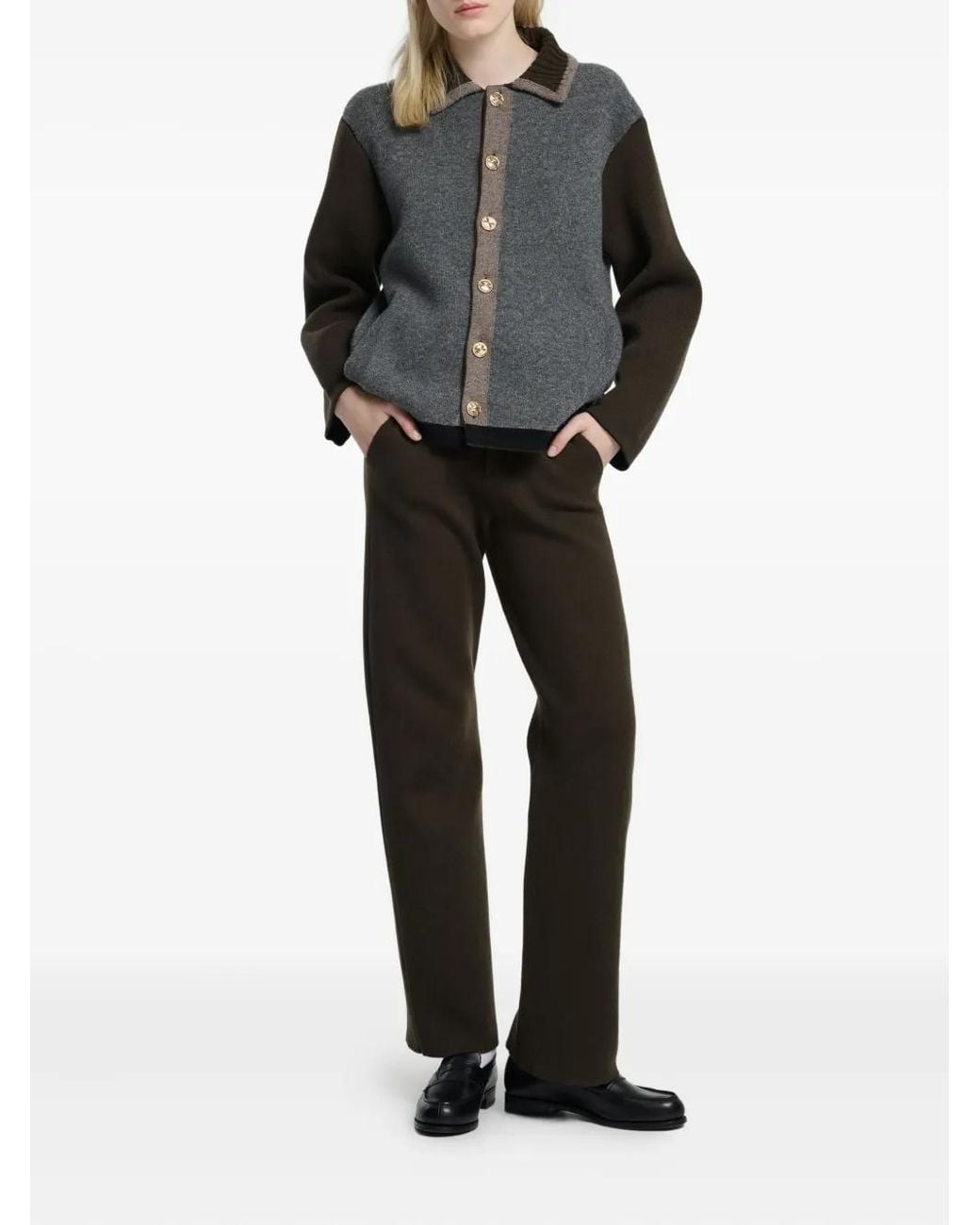 Barrie Gray Colour-Block Buttoned Jacket