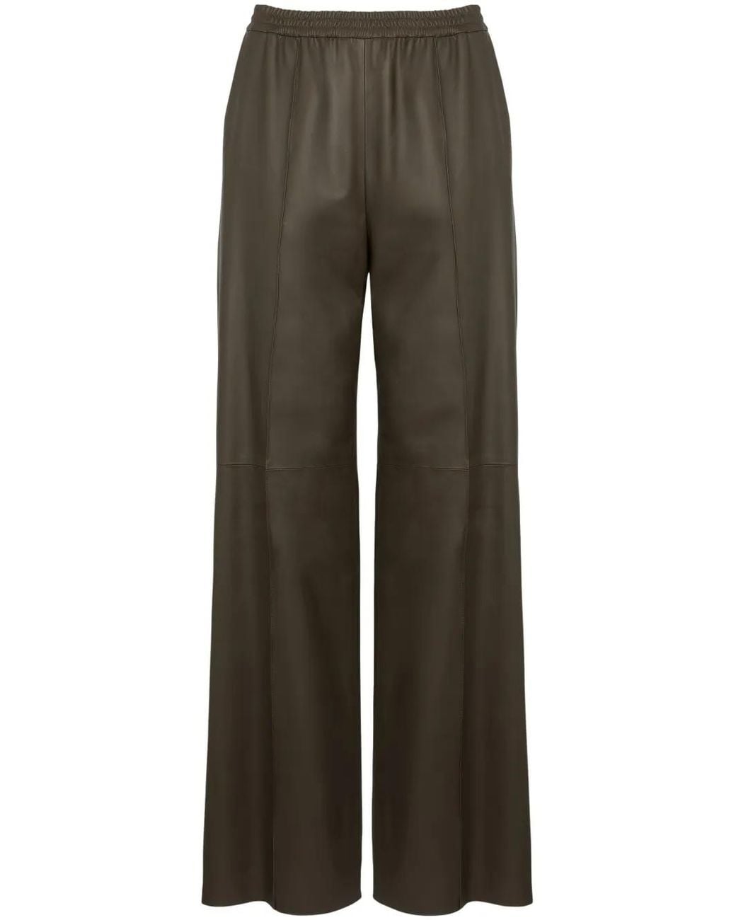 Yves Salomon Gray Leather Trousers