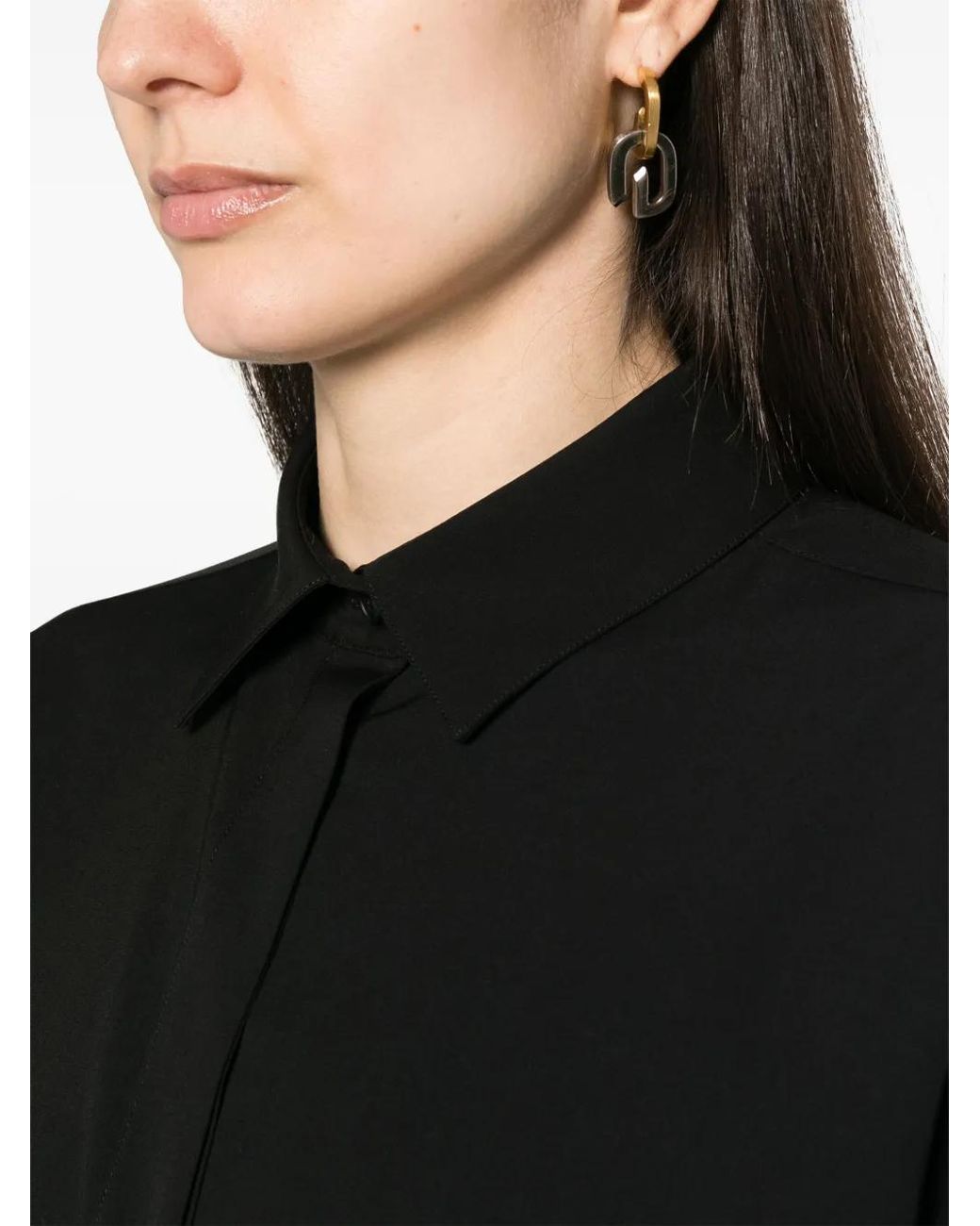 The Row Black Elada Classic-Collar Shirt
