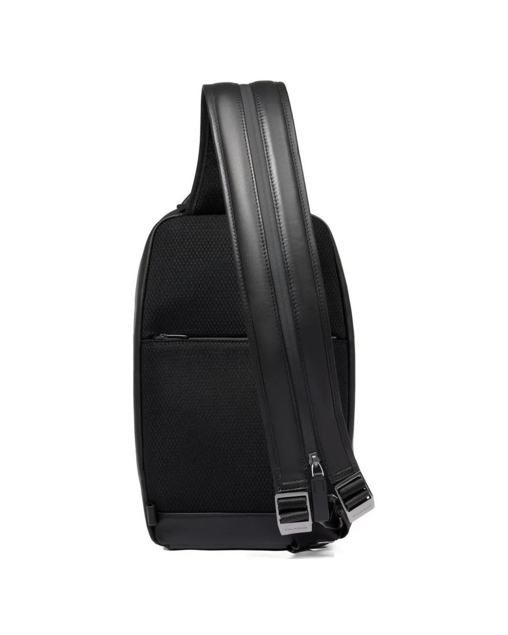 Piquadro Black Leather Convertible Backpack for men