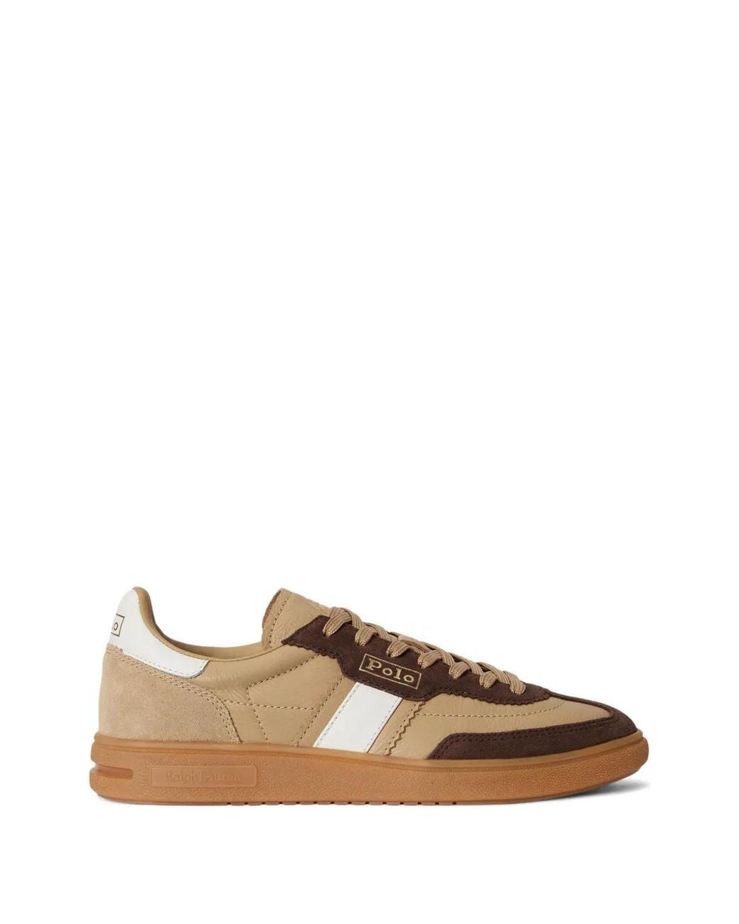 Polo Ralph Lauren Brown Side Stripes Bedford Leather Sneakers
