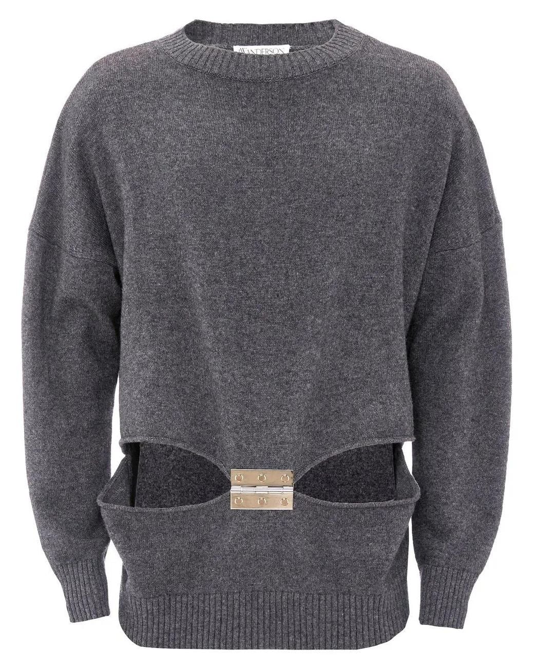 J.W. Anderson Gray Hinge-Embellished Cut-Out Jumper