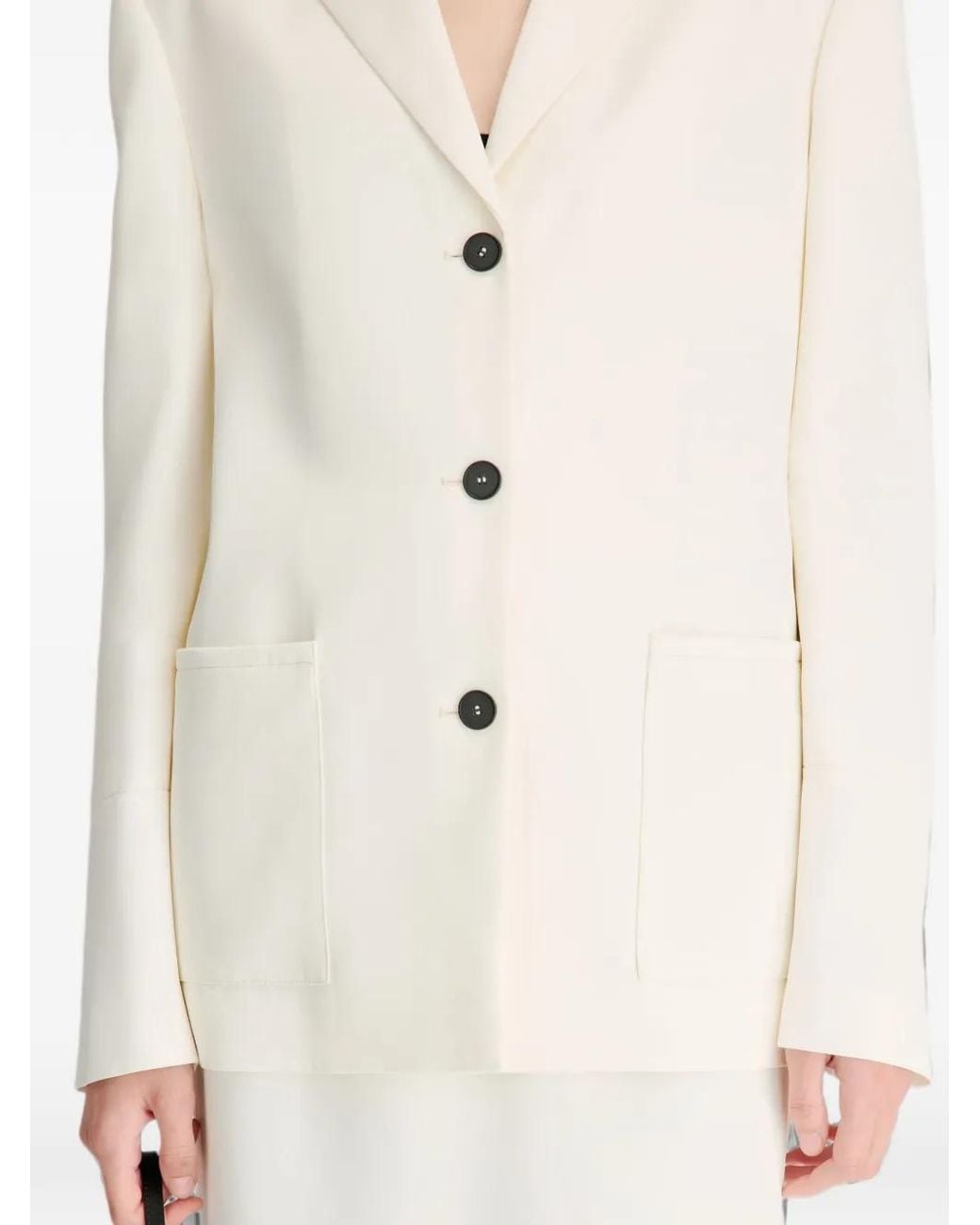 Loulou de Saison White Rae Notch-Lapel Patch-Pocket Blazer