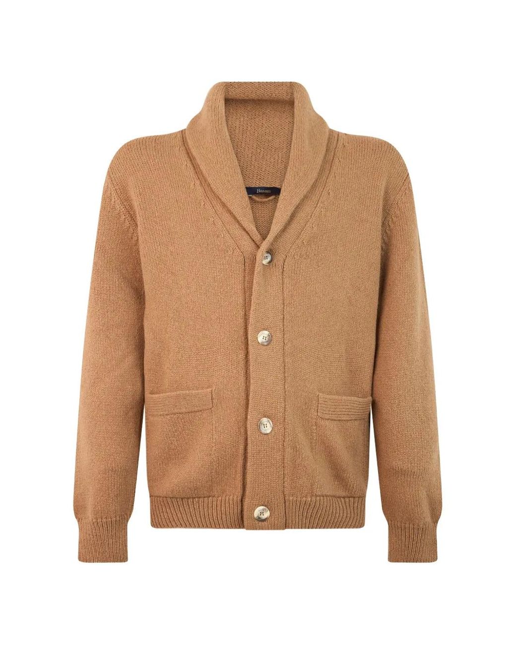 Herno Brown Shawl-Collar Cashmere Cardigan for men