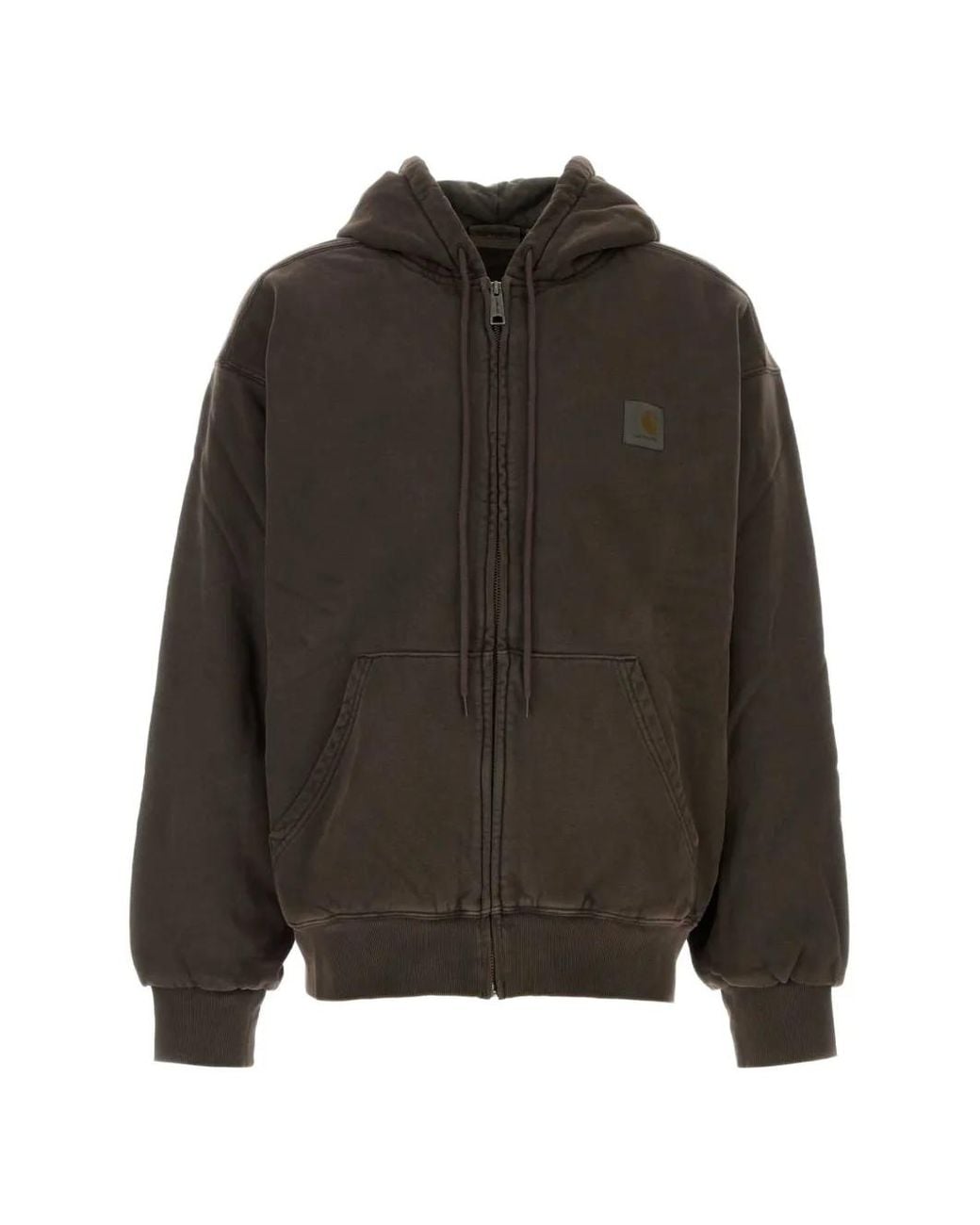 Carhartt Brown Vista Logo-Patch Zip-Up Hoodie for men