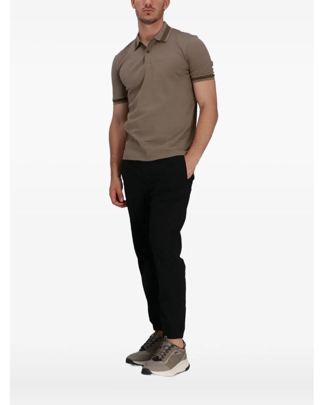 Boss Brown Logo-Detail Cotton Polo Shirt for men