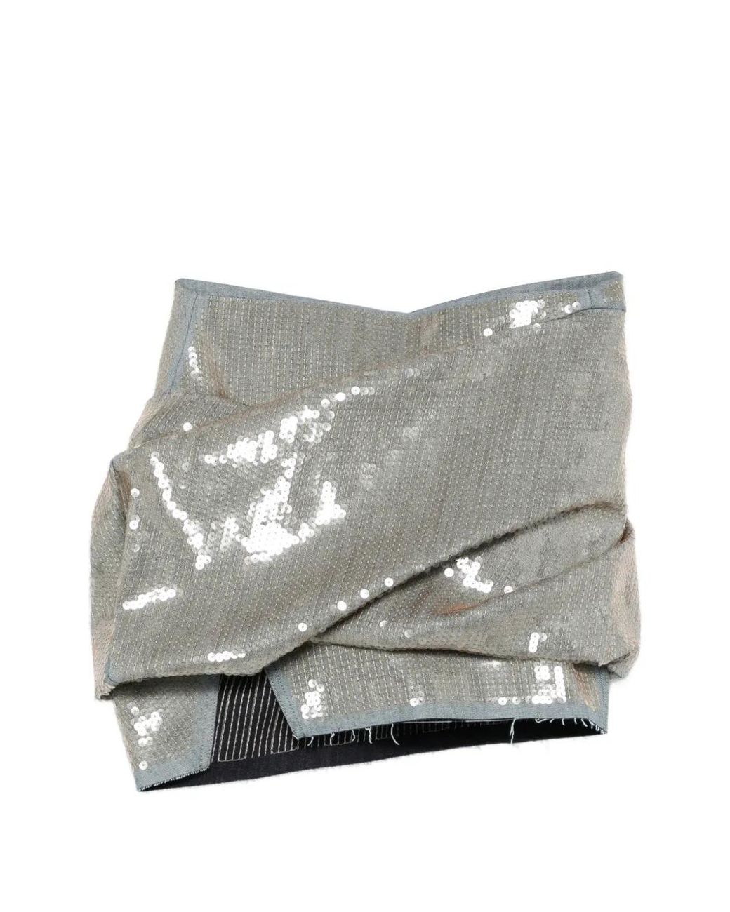 Rick Owens Gray Sequin-Embellishment Mini Skirt