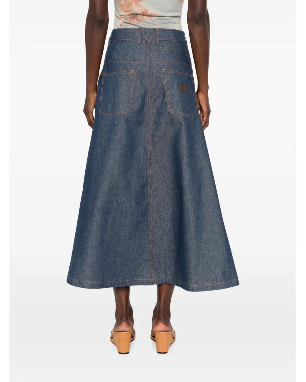 Moschino Blue A-Line Midi Skirt