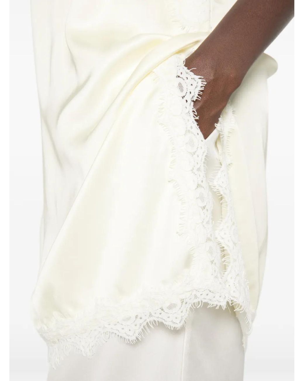 ViCOLO White Lace-Trim Top
