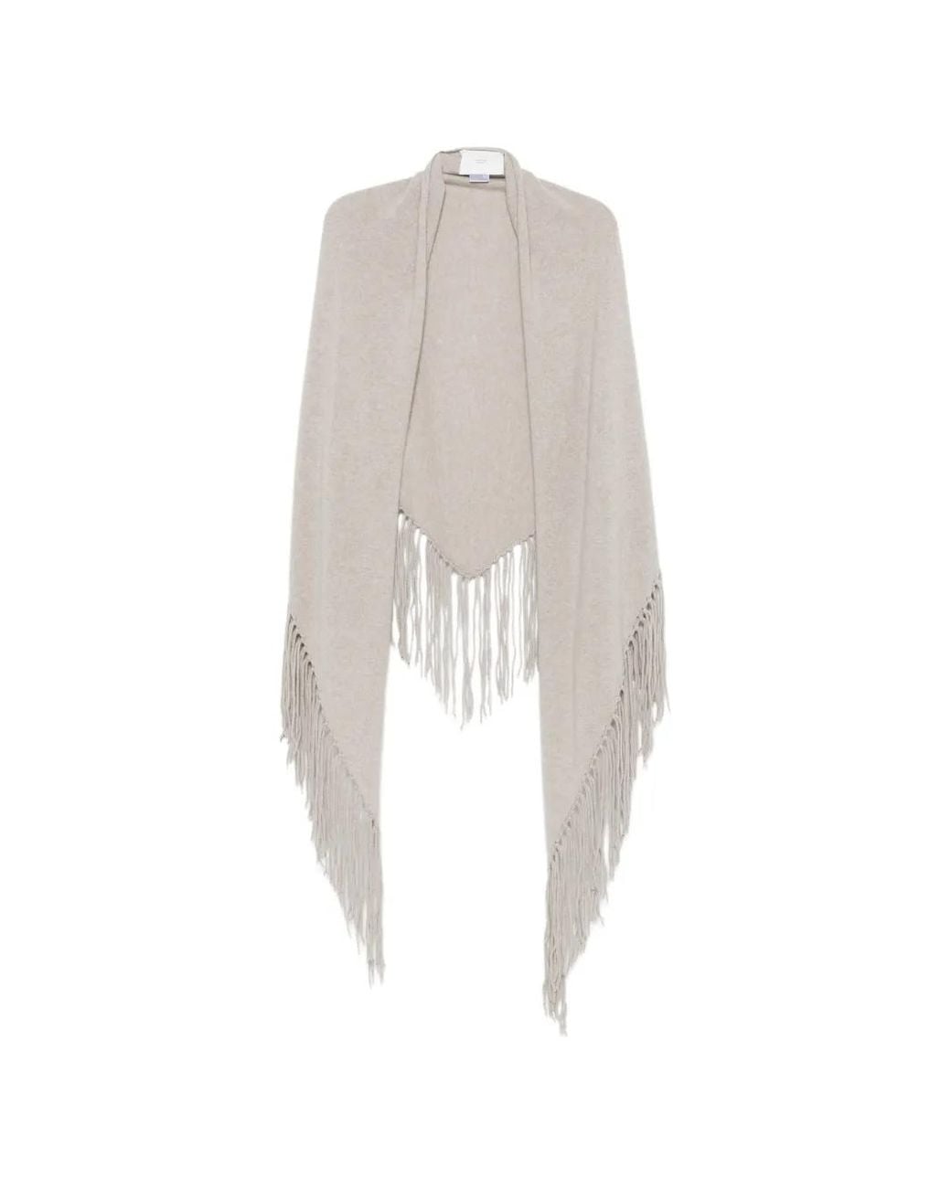 Vanisé White Fringed Cashmere Cape