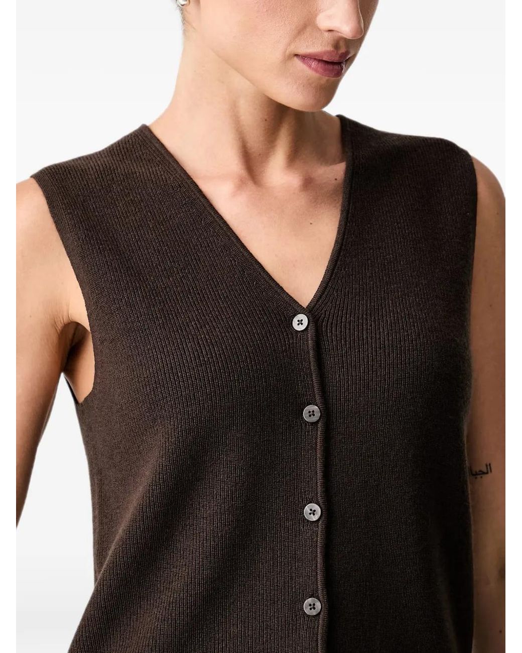 Marc O' Polo Black Ribbed-Knit V-Neck Top