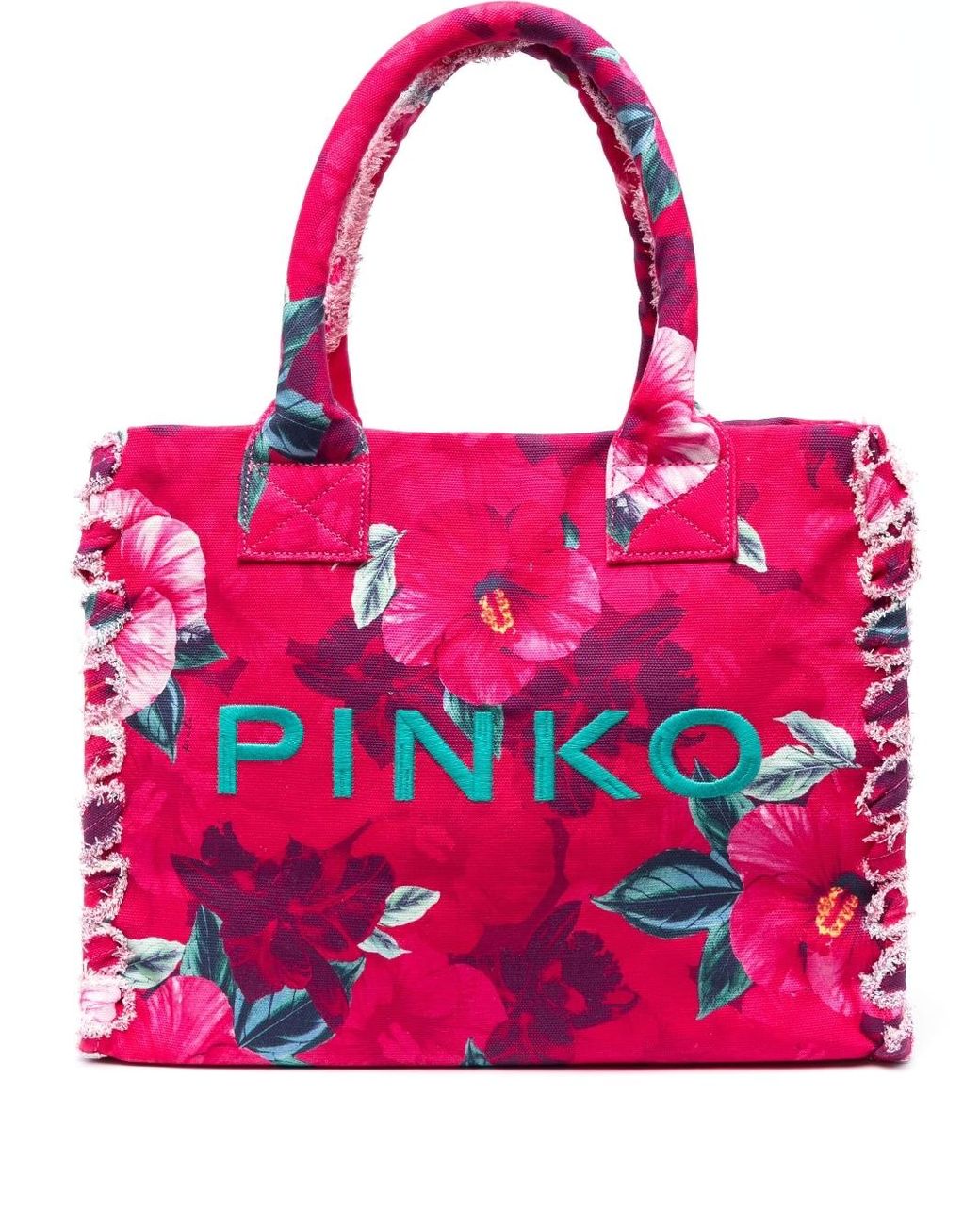 Pinko Beach Floral-print Tote Bag in Pink | Lyst