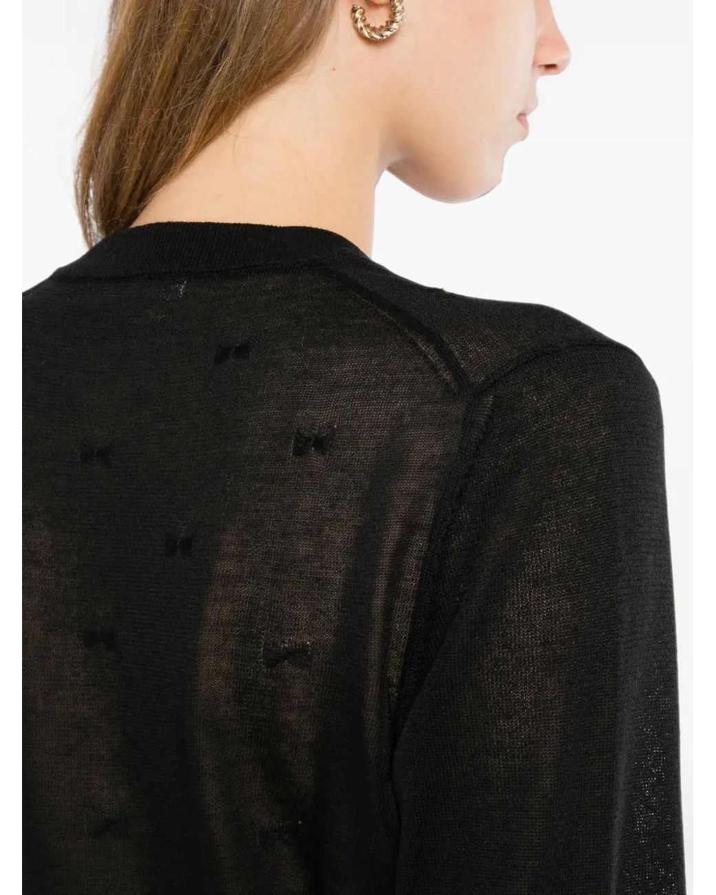 CECILIE BAHNSEN Black Bow-Embellished Cardigan