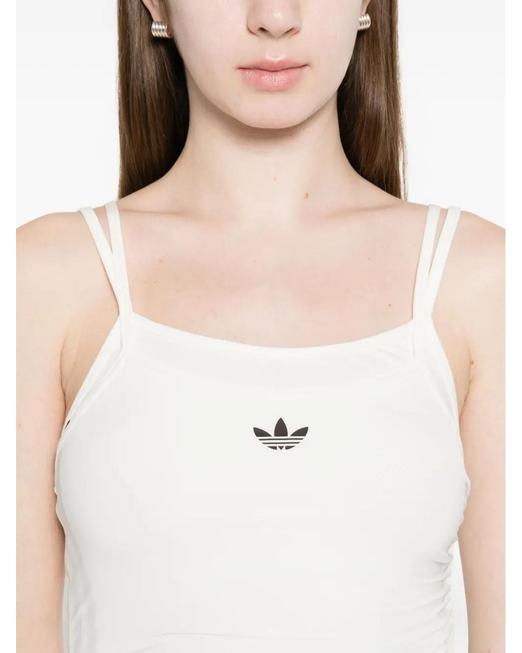 Adidas White Double-Layered Tank Top