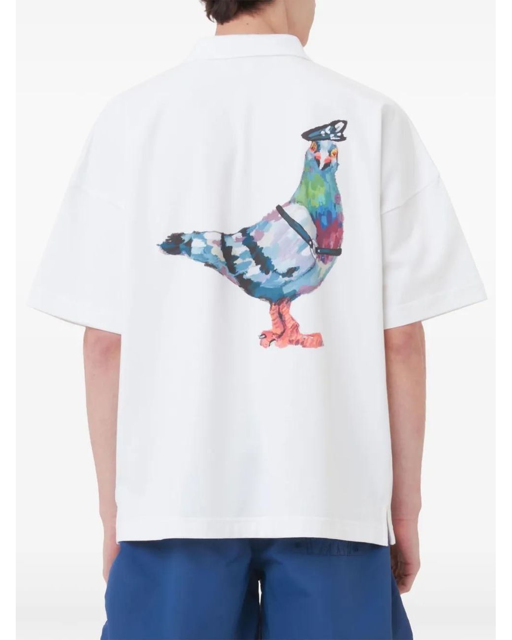 J.W. Anderson White Logo-Print Cotton Polo Shirt