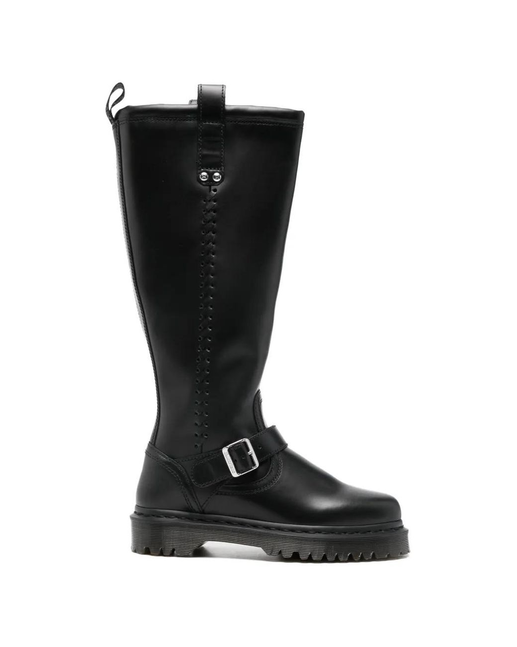 Dr. Martens Black Anistone Round-Toe Buckle Boots