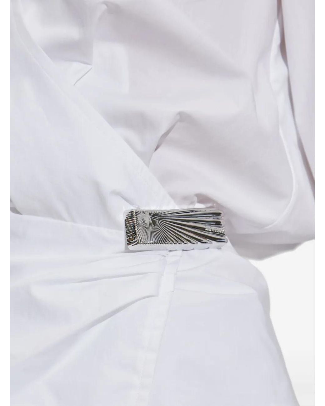 The Attico White Wrap-Design Blouse