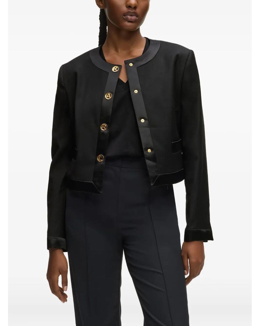 Karl Lagerfeld Black Button-Fastening Jacket
