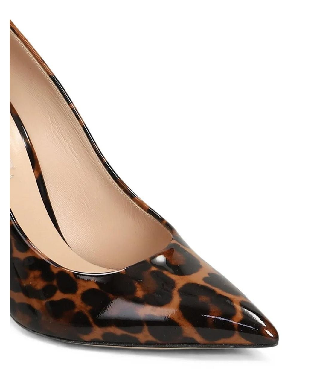 Casadei White Leopard-Print Patent-Leather Pumps
