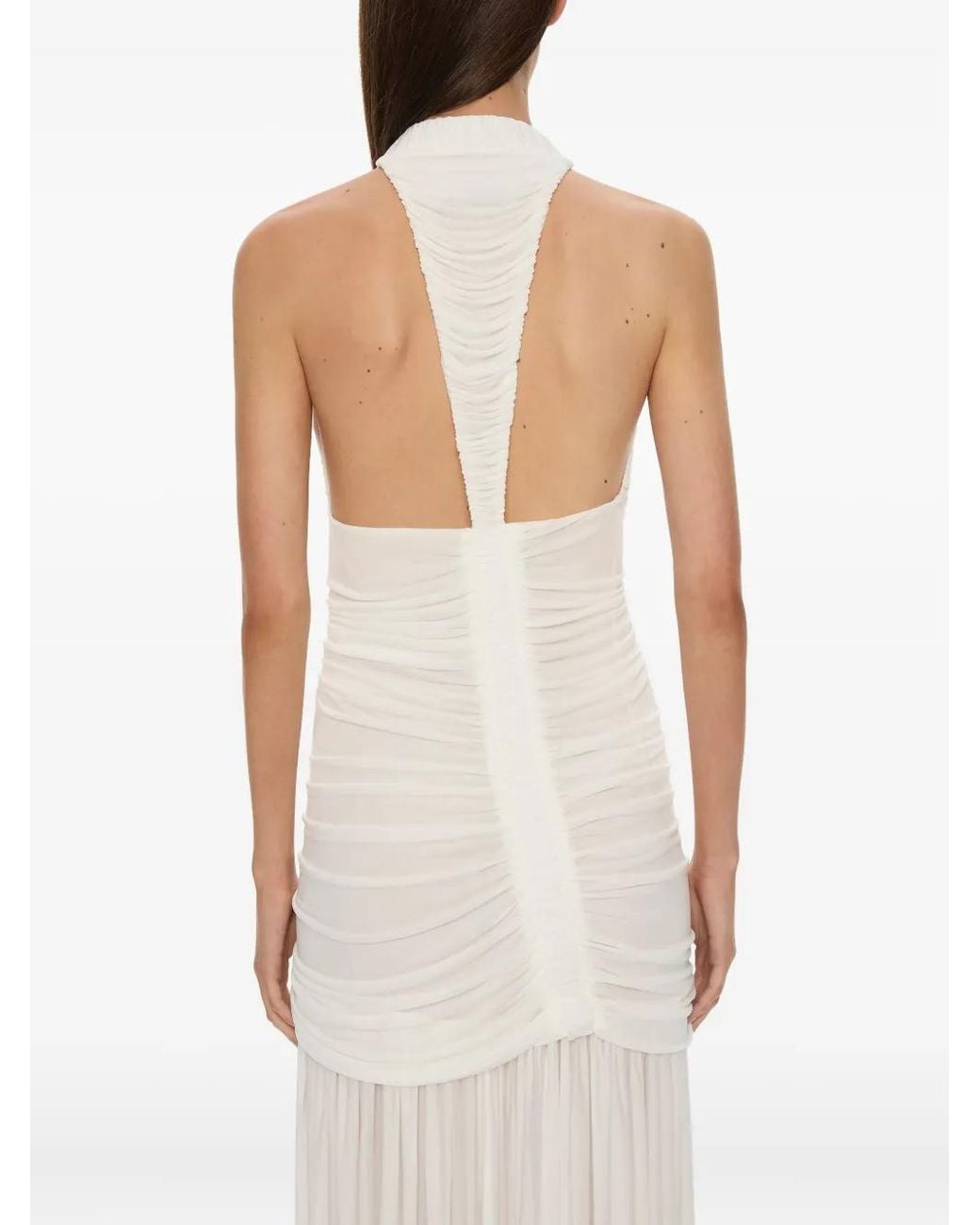 Christopher Esber White Orion Halterneck Ruched Gown