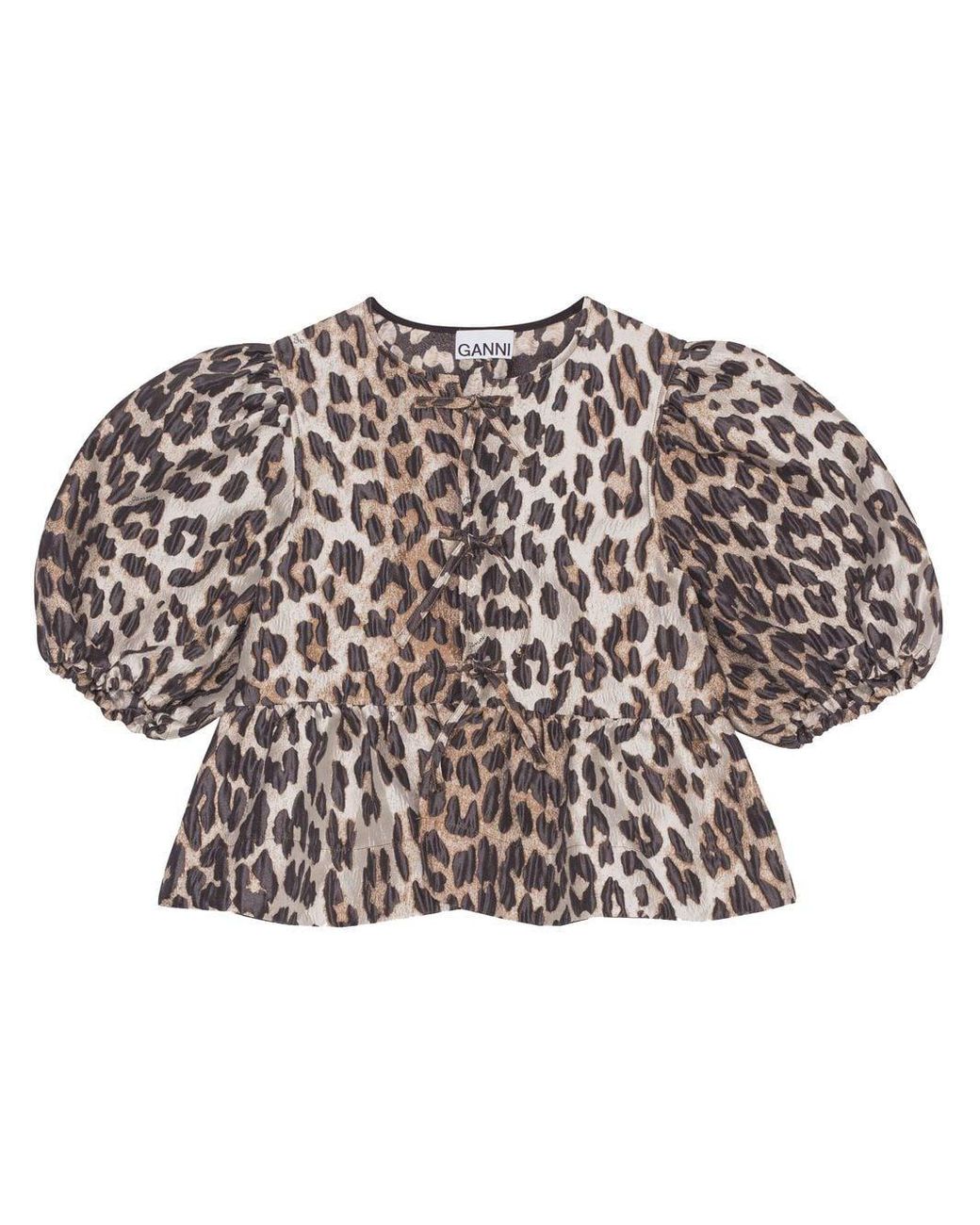 Ganni Bluse mit Leoparden-Print in Weiß | Lyst DE