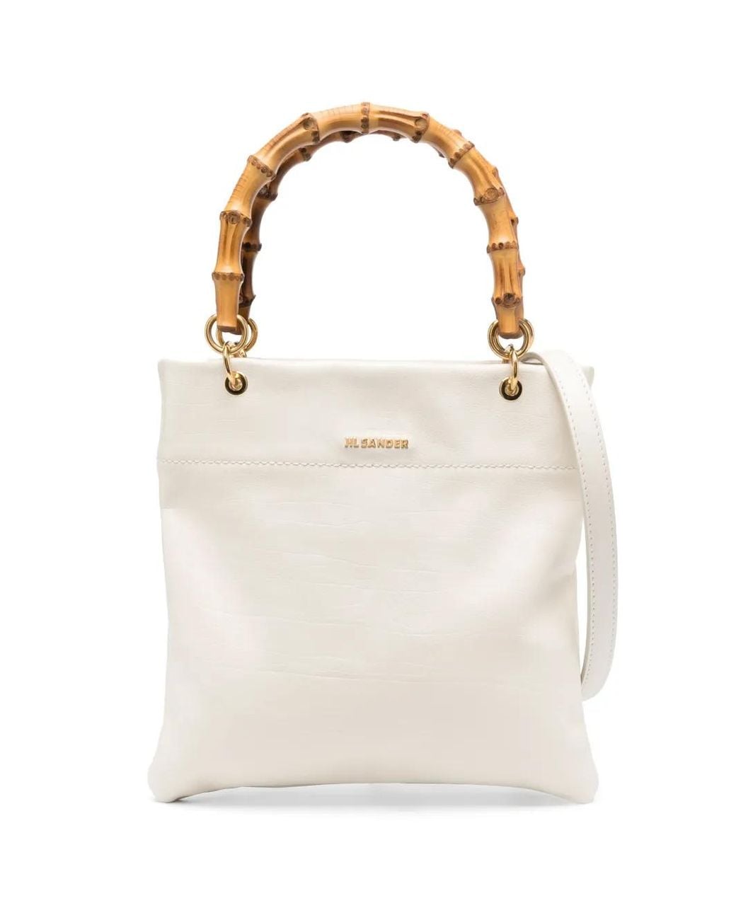 Jil Sander White Small Bamboo-Handle Tote Bag