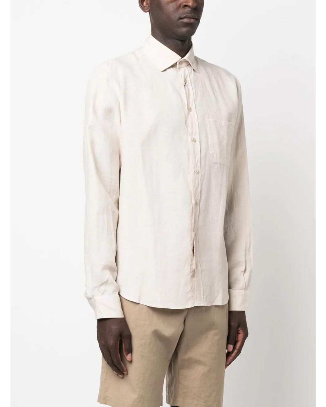 Sease White Button-Up Hemp Shirt for men
