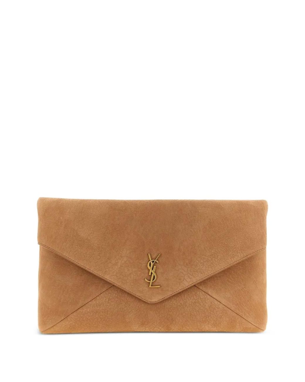 Saint Laurent Brown Cassandre-Logo Clutch Bag