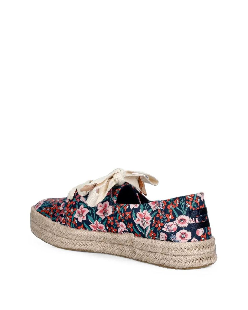 TOMS White Carolina Floral-Print Platform Espadrilles