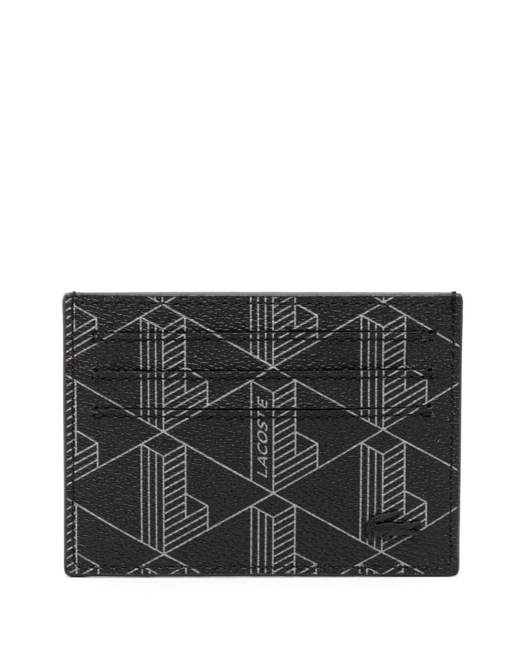 Lacoste Black The Blend Monogram Print Canvas Cardholder for men