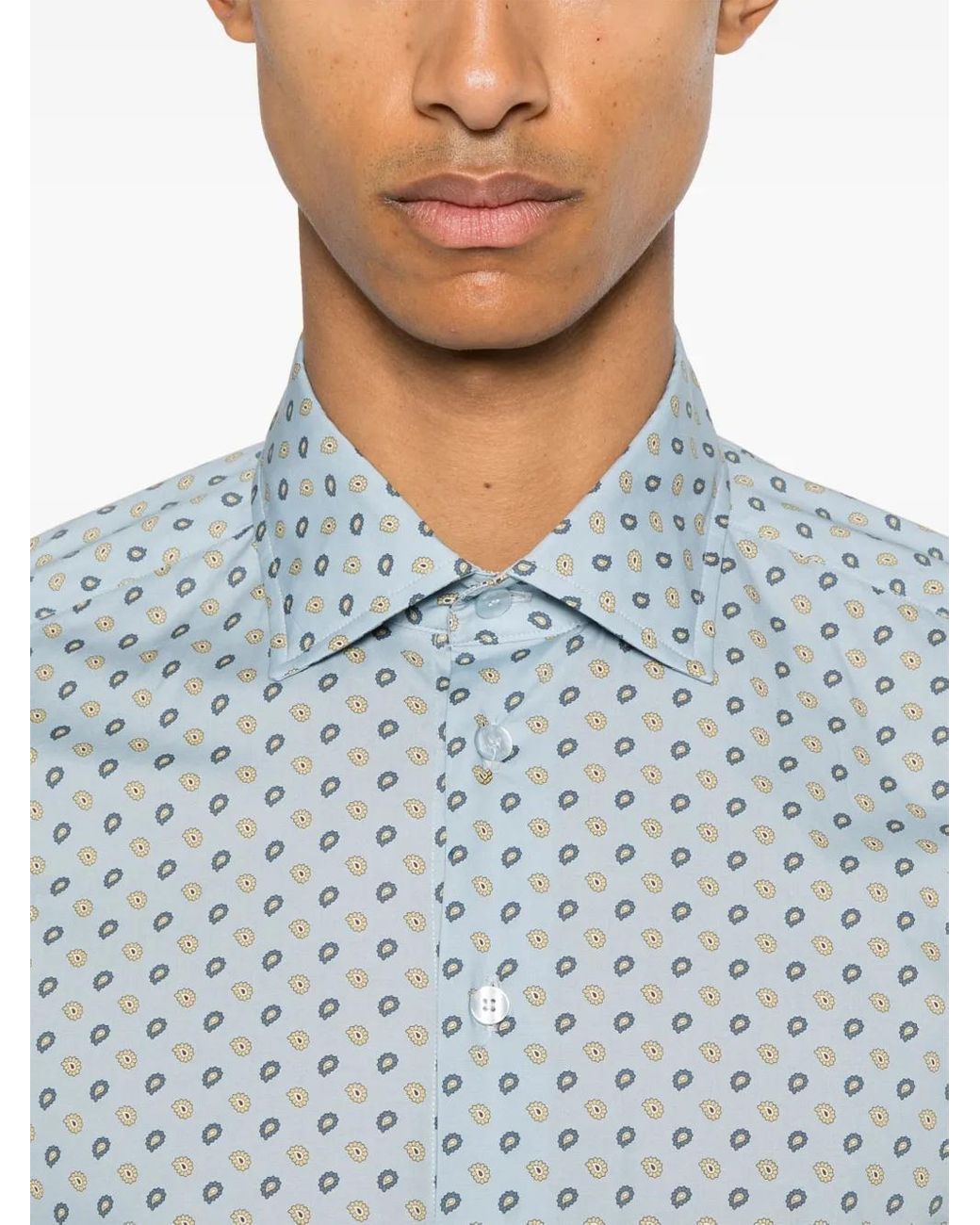 Etro Blue Paisley-Print Shirt for men