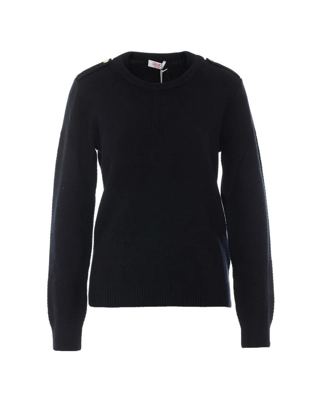 Liu Jo Blue Button-Shoulder Sweater