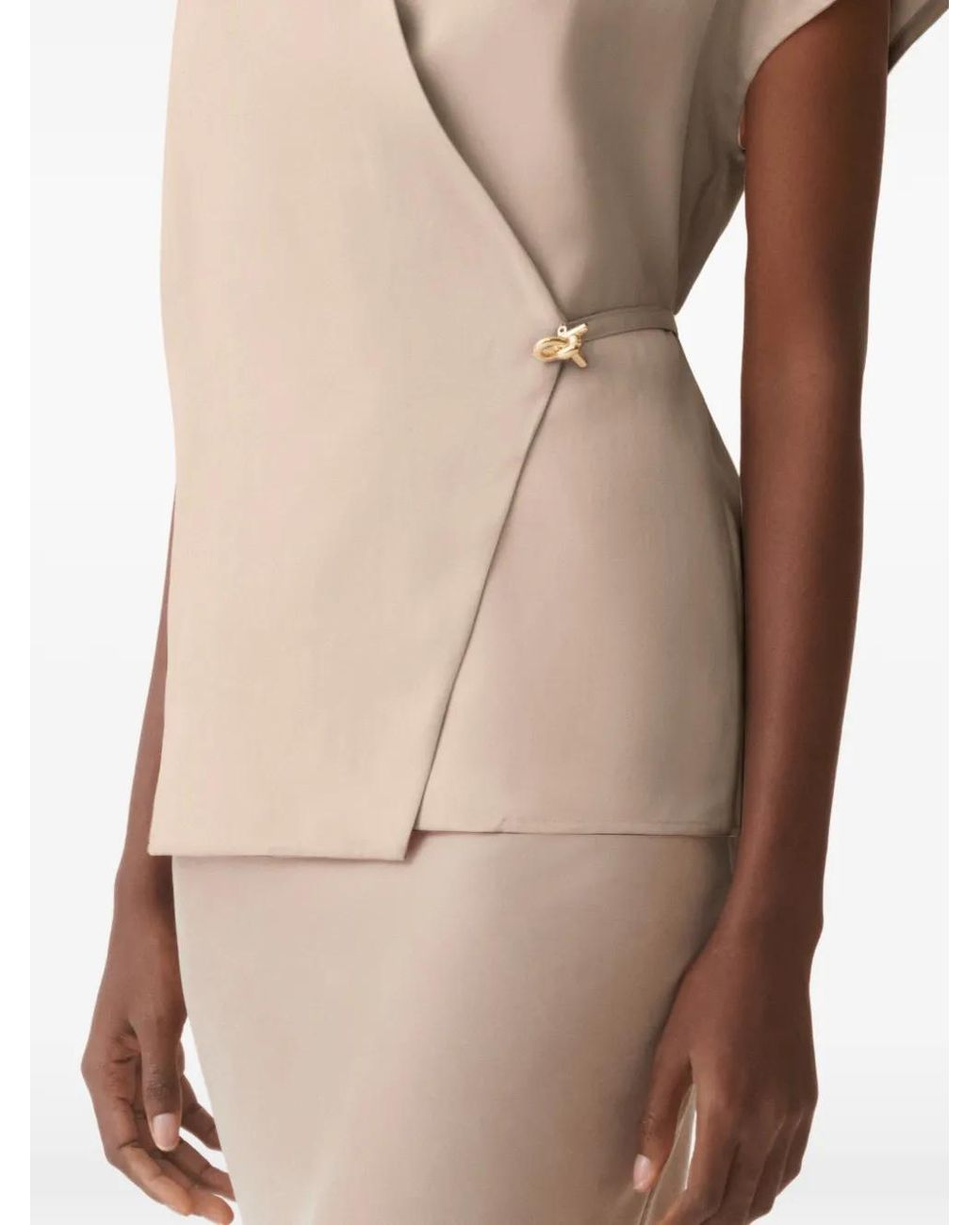 Fabiana Filippi Pink Wrap-Style Belted Top