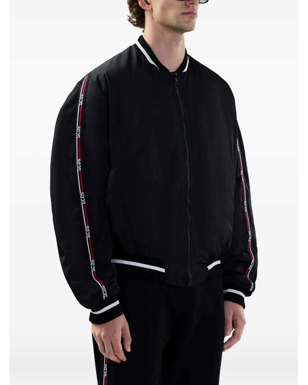 Gcds Black Logo-Embellishment Bomber Jacket for men