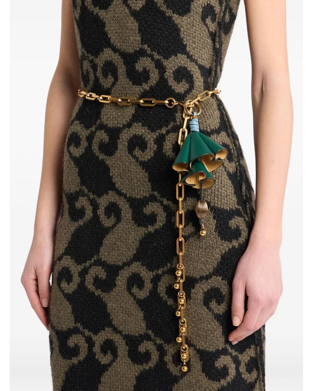 Etro Green Leather Flower Charm